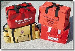 Four commercially available Abandon Ship bags