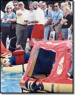 Doug answers a question at the pool - AOPA Expo Palm Springs - 1998 (photo by Michael Collins)