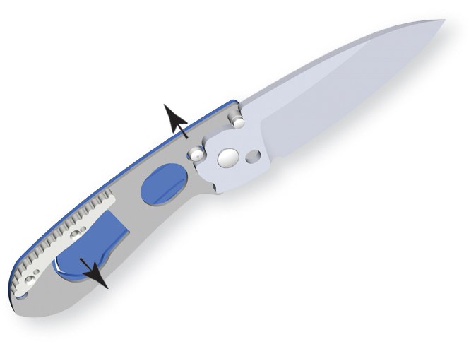 Benchmade Benchmite  Levitator Locking System cut-away drawing