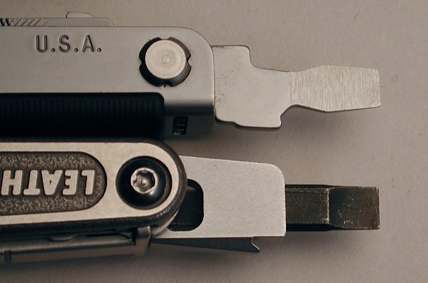 Screwdriver Reach Comparison - Gerber (top), Leatherman (bottom)