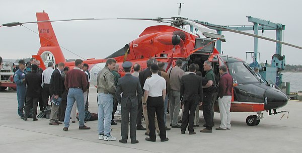 HH-65 on display and crew answering questions